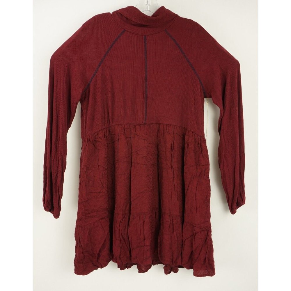 New Threads & States Women's‎ Size S Maroon Raglan Turtleneck Mini Sweater Dress